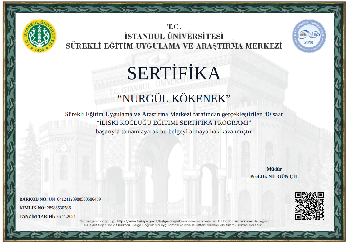 İlişki Koçluğu Sertifikası